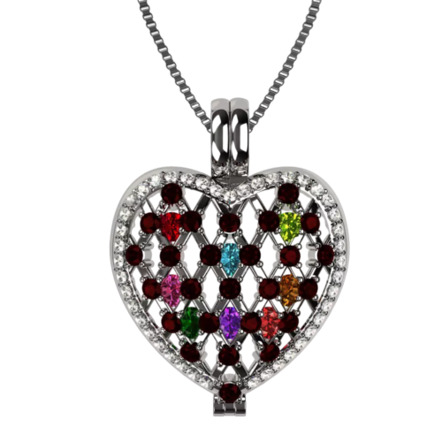 Family Cross Birthstone Mothers Necklace